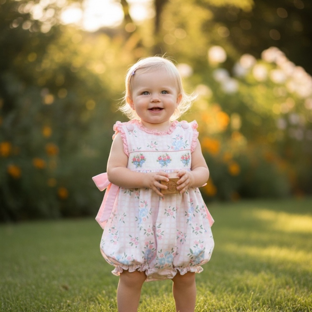 Charming Pink Baby Dress with Floral Embroidery 2T